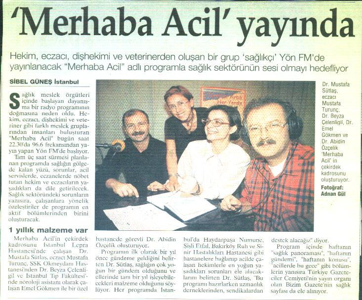 Program yayına geçtiği sırada Yeniyüzyıl gazetesinde yayınlanan haberin kupürü