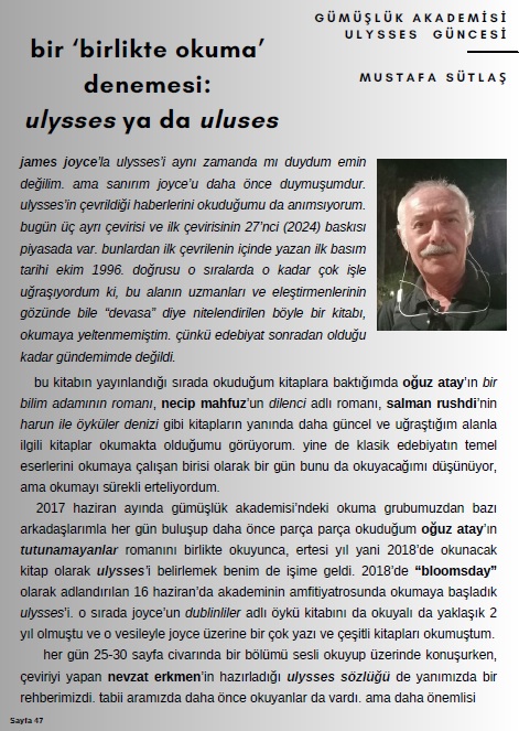 bir 'birlikte' okuma denemesi / ulysses ya da uluses...